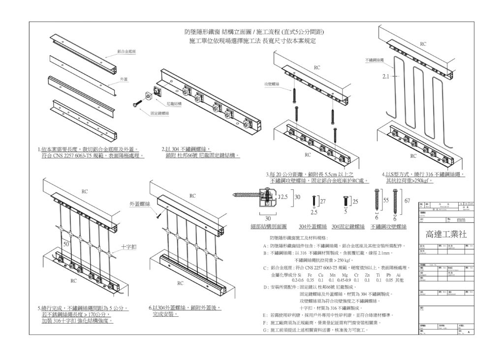隱形鐵窗結構大解密-隱形鐵窗結構圖 - 高高順隱形鐵窗 防墜網 防鴿網 防貓網 防盜網